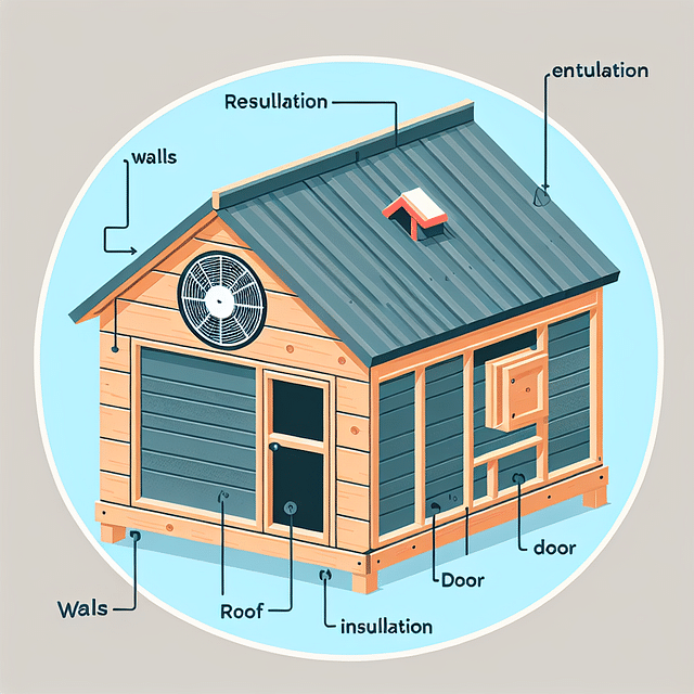 insulated chicken coop with a fan