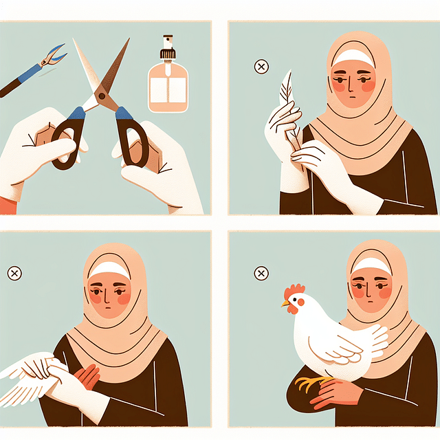 trimming chicken wing feathers safely