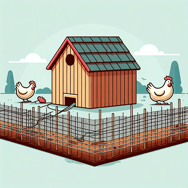 chicken wire buried around the coop