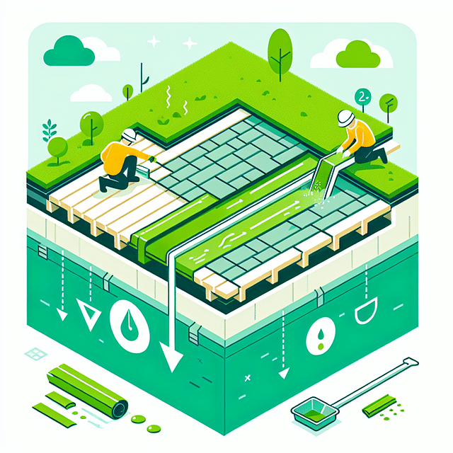 drainage layer being added to a green roof construction