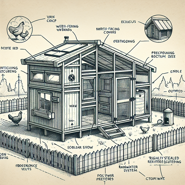 sketch of an eco-friendly chicken coop design