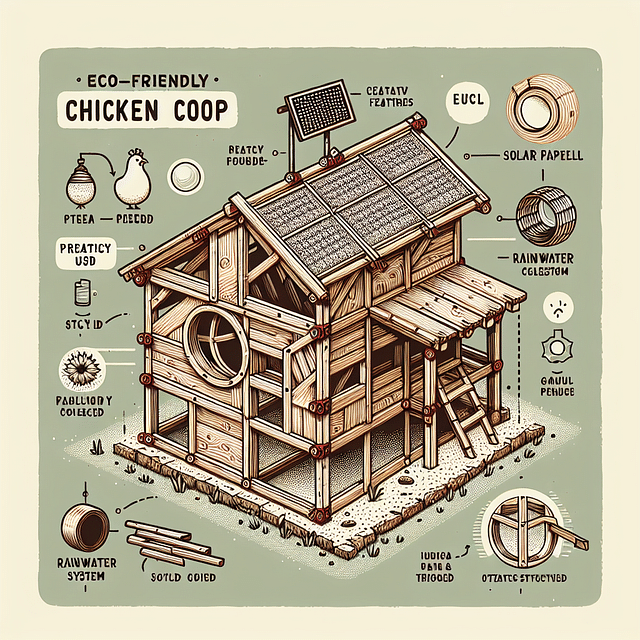 finished eco-friendly chicken coop with creative touches