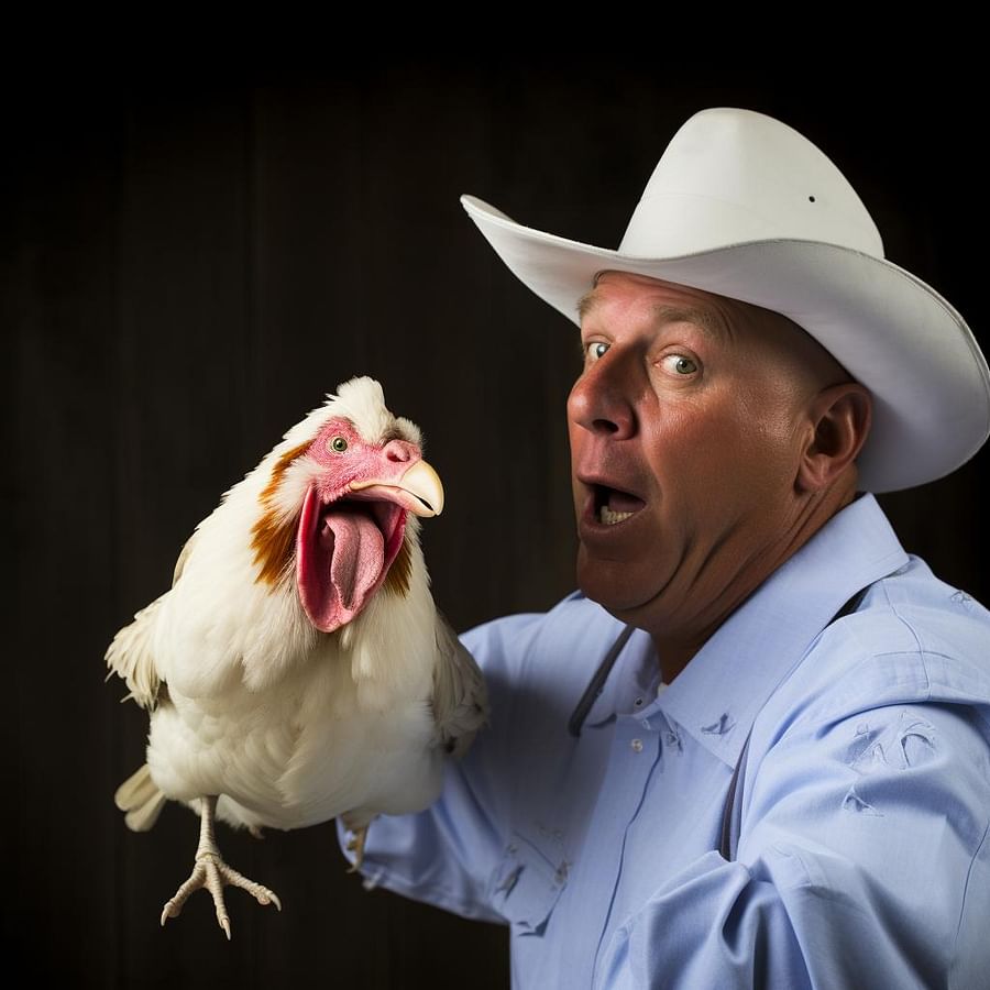 Chicken owner administering oral antibiotics to a chicken