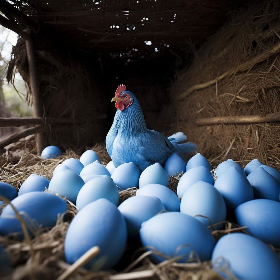 Blue egg chickens in a local farm