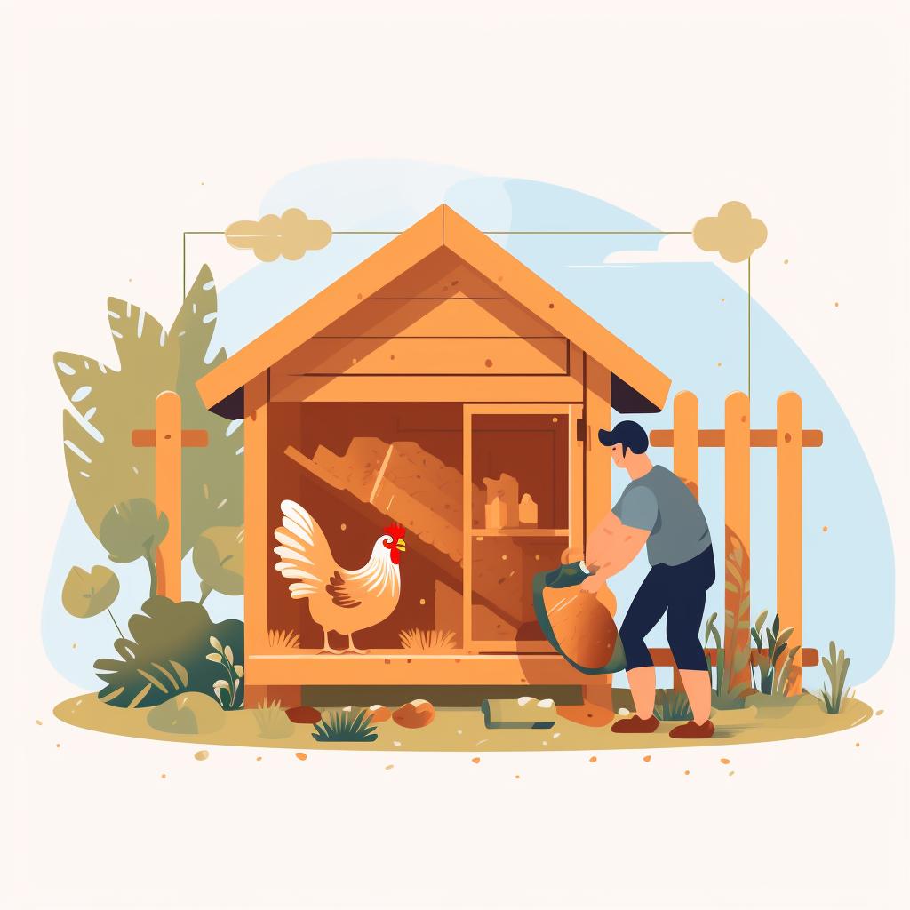 A person setting up a chicken coop