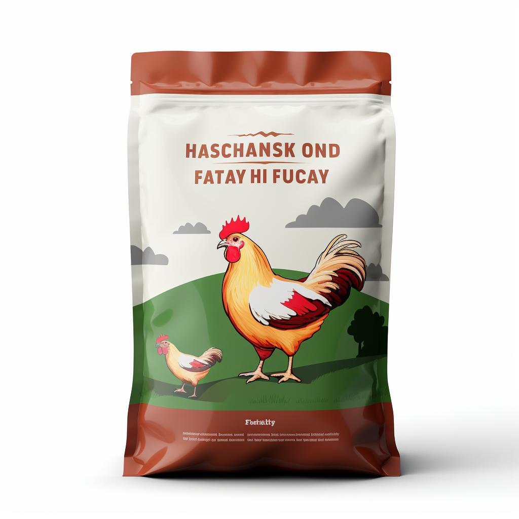 A bag of high-quality commercial feed for laying hens
