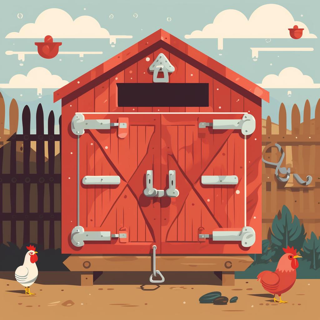 A lock system on a chicken coop